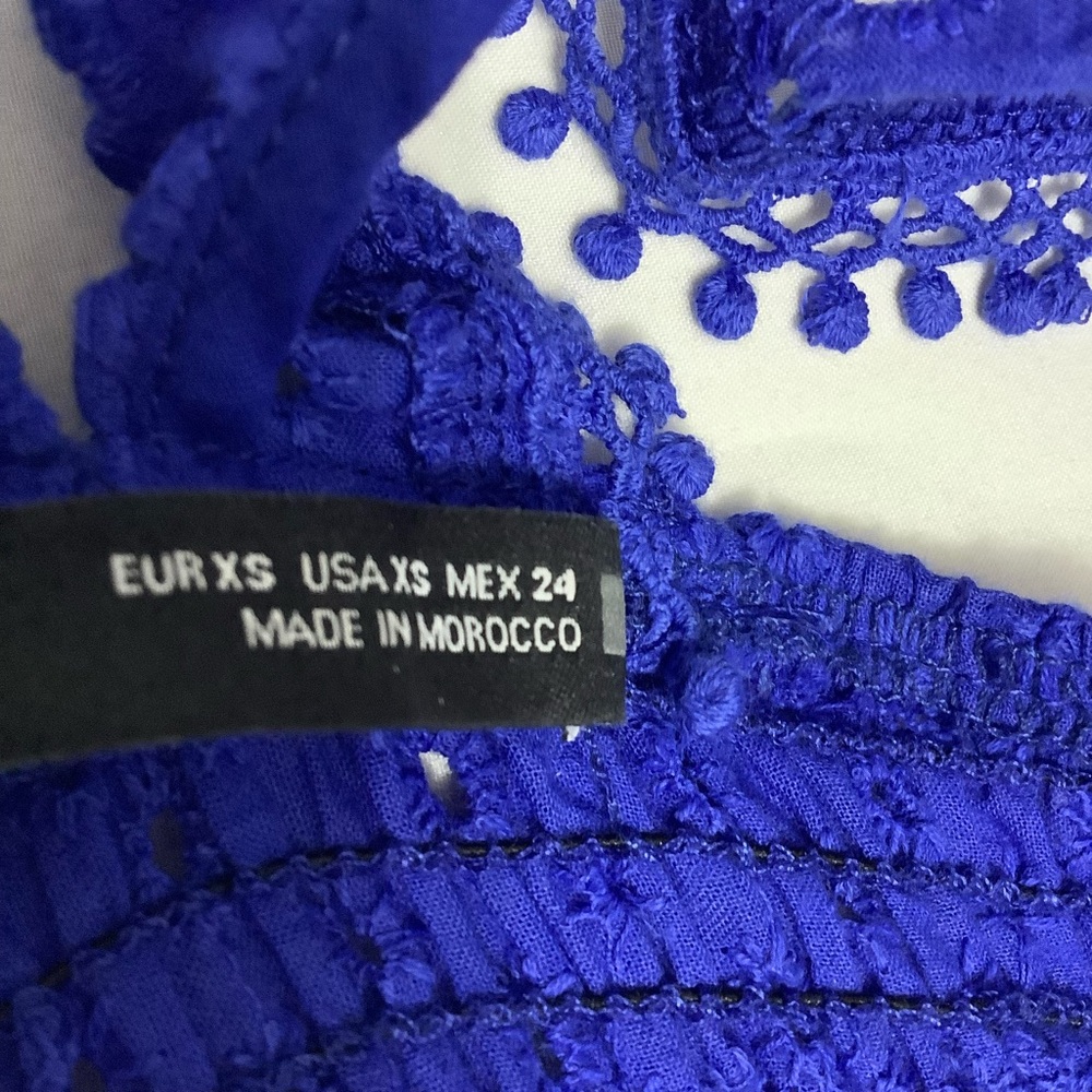 Zara Blue Eyelet Midi Summer  Dress XS (W699) - Picture 11 of 16